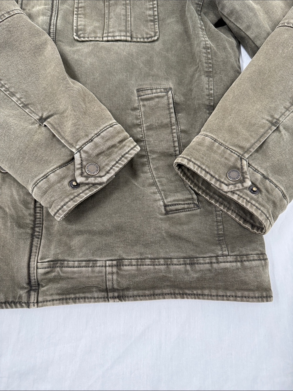 Levi's Jacket Men's Large Olive Utility Trucker Jacket Stand Collar Lined - Picture 5 of 14